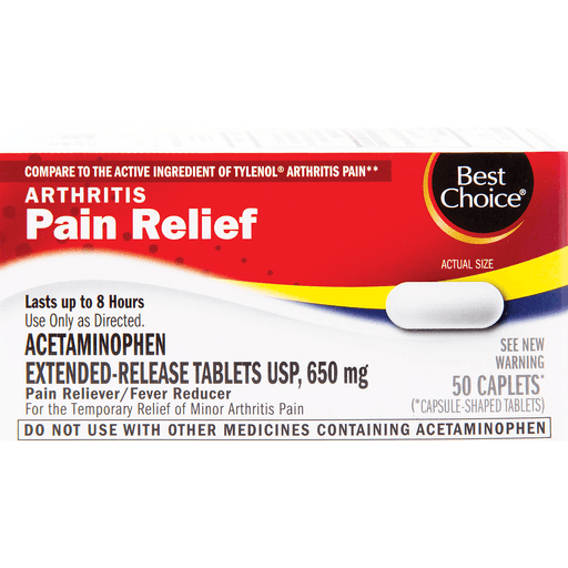 slide 1 of 1, Best Choice Arthritis Pain Relief Acetaminophen Extendedrelease Caplets, 50 ct