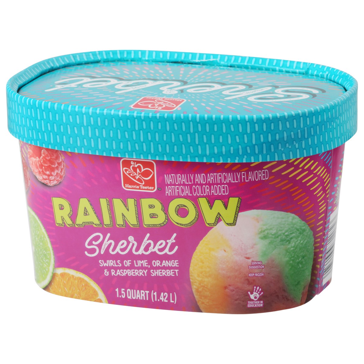 slide 9 of 10, Harris Teeter Sherbet - Rainbow, 48 oz