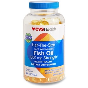 slide 1 of 1, CVS Health Half The Size Fish Oil Softgels, 360 ct; 1000 mg