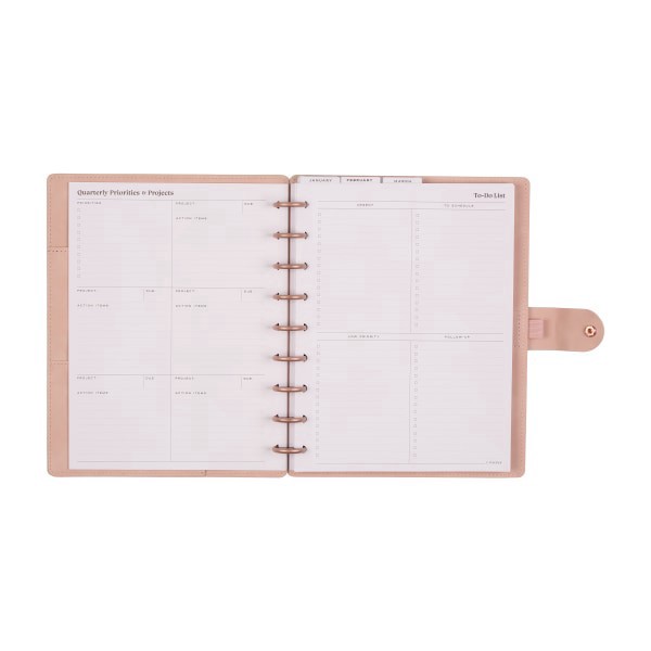 slide 4 of 10, 2026 Citrine Monthly/Weekly Classic Disc Bound Planner, 7"" x 9-1/4"", Blush, January To December, PD0123C008, 1 ct