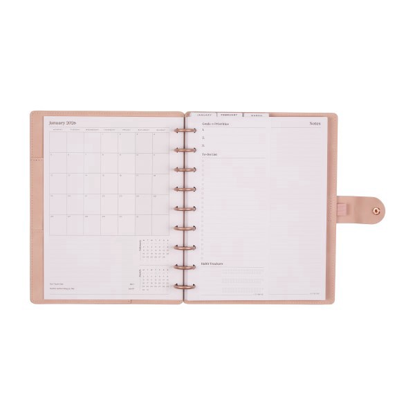 slide 2 of 10, 2026 Citrine Monthly/Weekly Classic Disc Bound Planner, 7"" x 9-1/4"", Blush, January To December, PD0123C008, 1 ct