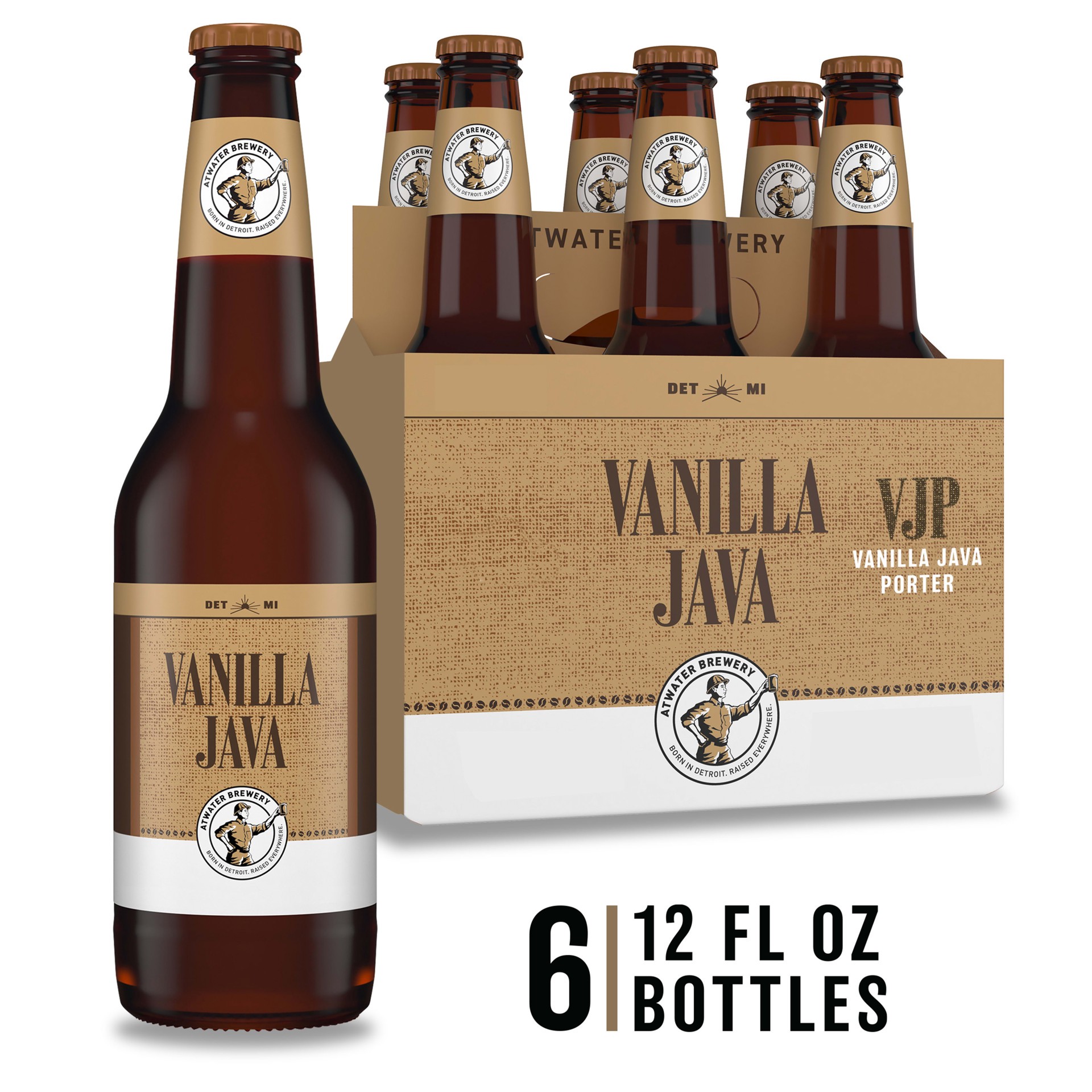 slide 1 of 5, Atwater Vanilla Java Porter Craft Beer, 5% ABV, 6 pack, 12-oz beer bottles, 12 fl oz