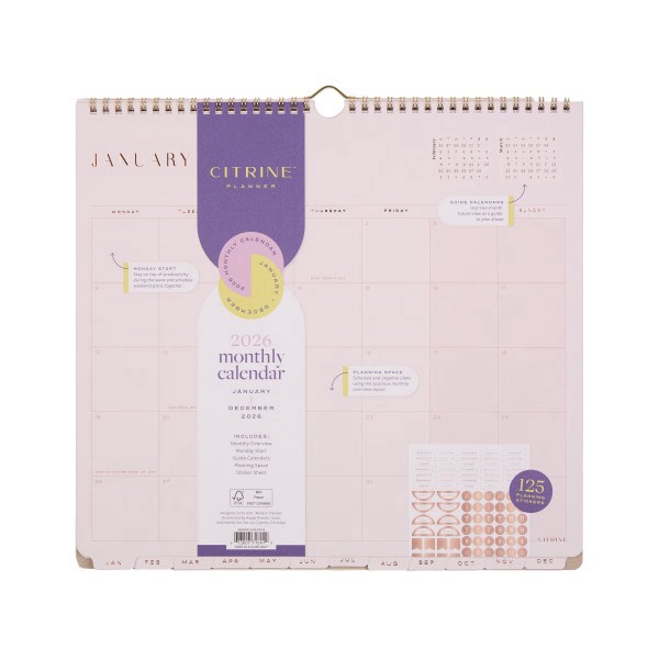 slide 3 of 6, 2026 Happy Planner 12-Month Desk Calendar, 12-1/2"" x 13-1/2"", Ivory, January To December, CW0003S001, 1 ct