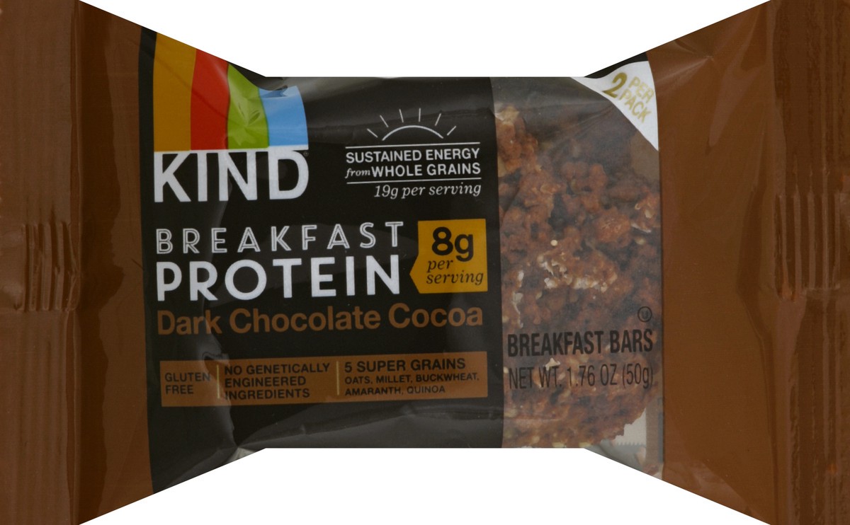 slide 3 of 6, KIND Dark Chocolate Cocoa Breakfast Bars - 2 ct, 1.76 oz