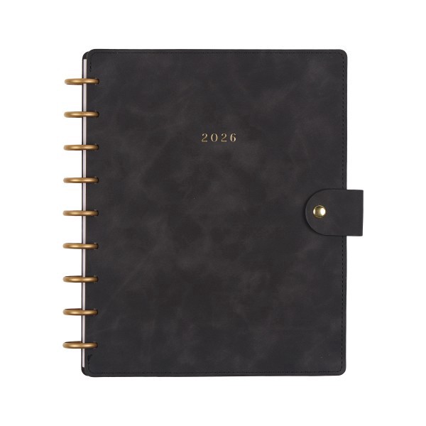slide 2 of 10, 2026 Citrine Monthly/Weekly Classic Disc Bound Planner, 7"" x 9-1/4"", Midnight, January To December, PD0123C001, 1 ct