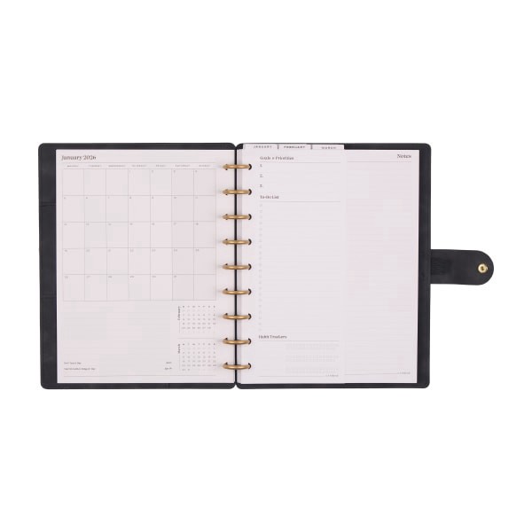 slide 6 of 10, 2026 Citrine Monthly/Weekly Classic Disc Bound Planner, 7"" x 9-1/4"", Midnight, January To December, PD0123C001, 1 ct