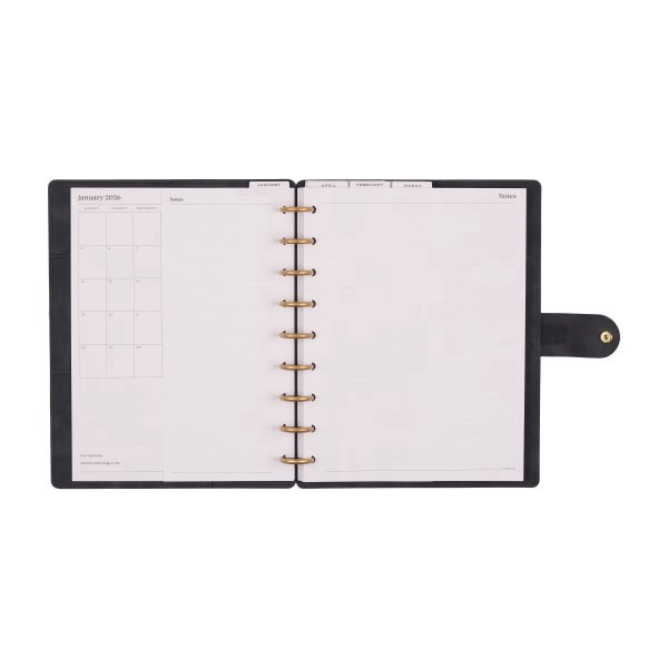 slide 3 of 10, 2026 Citrine Monthly/Weekly Classic Disc Bound Planner, 7"" x 9-1/4"", Midnight, January To December, PD0123C001, 1 ct