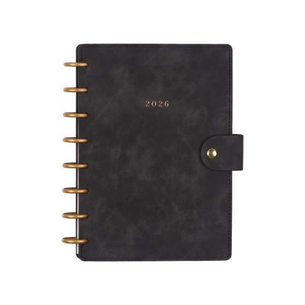 slide 4 of 10, 2026 Citrine Monthly/Weekly Small Disc Bound Planner, 5-3/4"" x 8"", Midnight, January To December, PD0124S001, 1 ct