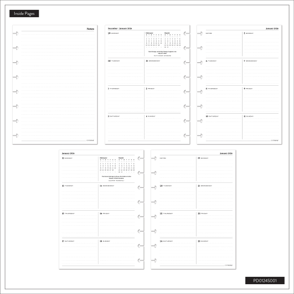 slide 9 of 10, 2026 Citrine Monthly/Weekly Small Disc Bound Planner, 5-3/4"" x 8"", Midnight, January To December, PD0124S001, 1 ct