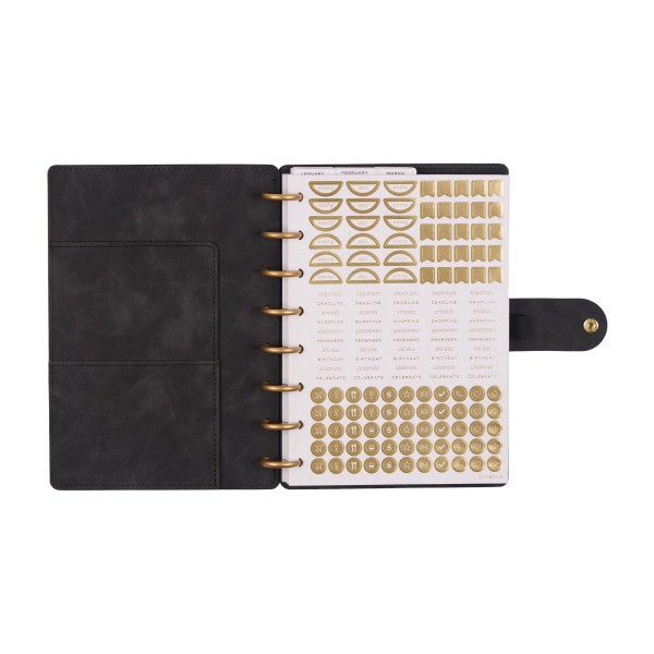 slide 10 of 10, 2026 Citrine Monthly/Weekly Small Disc Bound Planner, 5-3/4"" x 8"", Midnight, January To December, PD0124S001, 1 ct