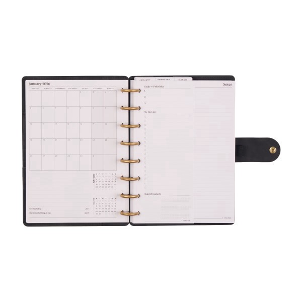 slide 8 of 10, 2026 Citrine Monthly/Weekly Small Disc Bound Planner, 5-3/4"" x 8"", Midnight, January To December, PD0124S001, 1 ct