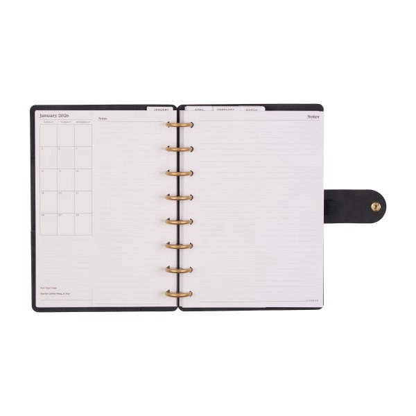 slide 5 of 10, 2026 Citrine Monthly/Weekly Small Disc Bound Planner, 5-3/4"" x 8"", Midnight, January To December, PD0124S001, 1 ct