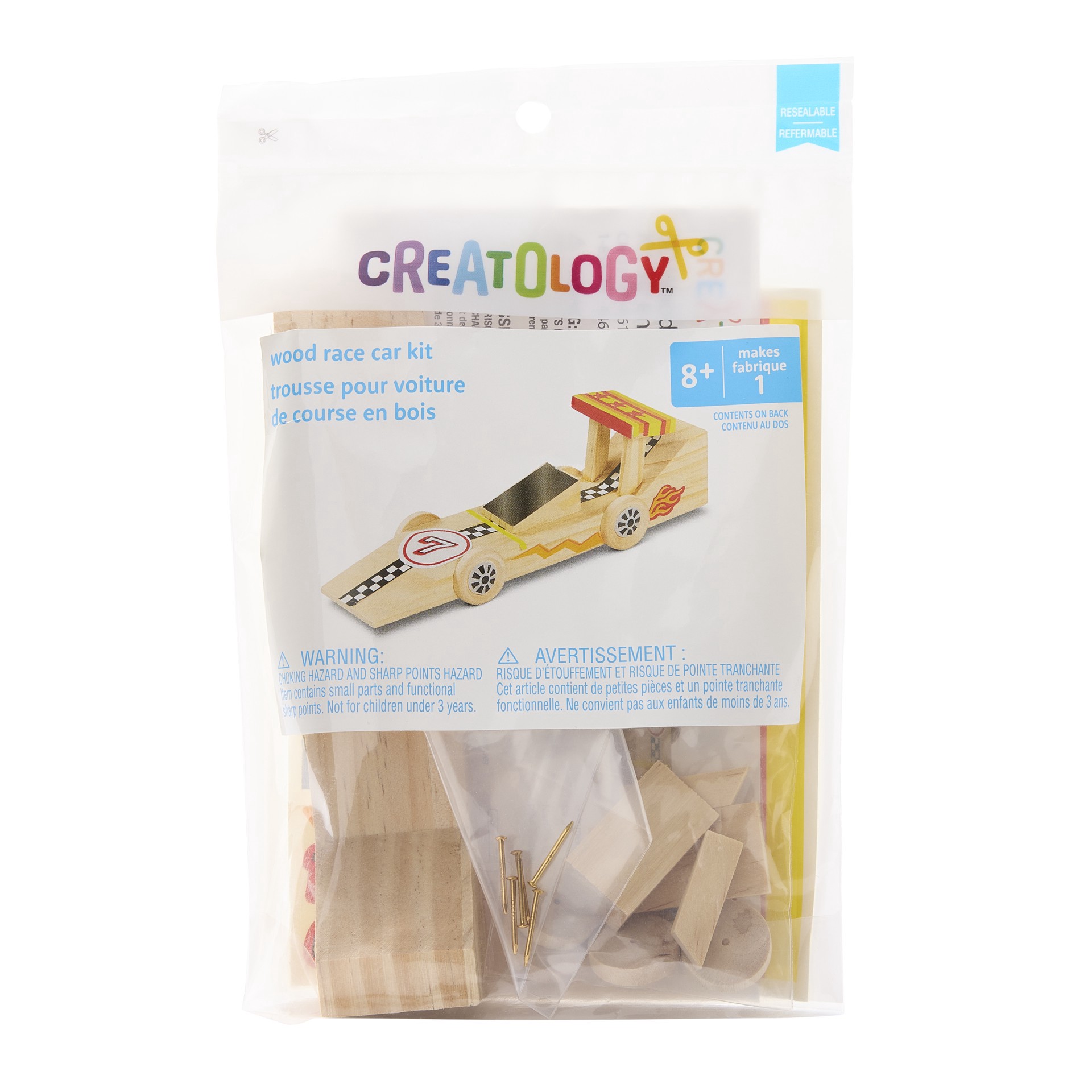 slide 3 of 4, Wooden Race Car Model Kit By Creatology, 6.25 in x 2.125 in