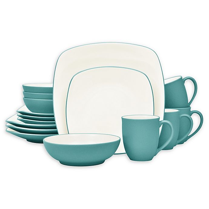 slide 1 of 1, Noritake Colorwave Square Dinnerware Set - Turquoise, 16 ct