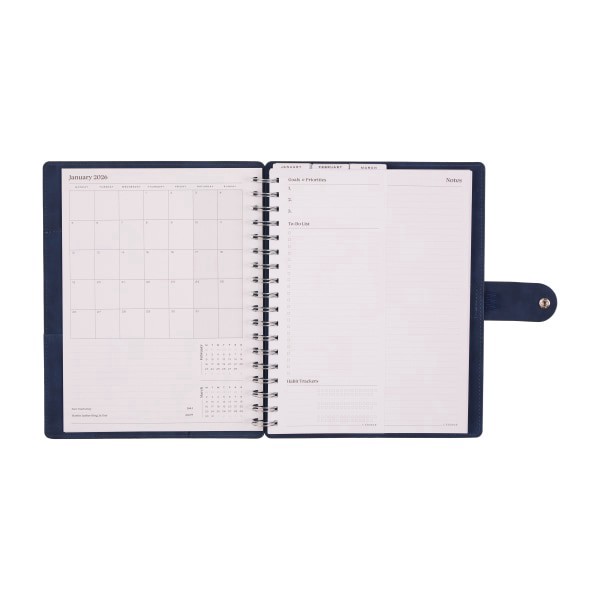 slide 8 of 10, 2026 Citrine Monthly/Weekly Classic Customizable Twin Loop Planner, 7"" x 9-1/4"", Navy Blue, January To December, PZ0030C004, 1 ct