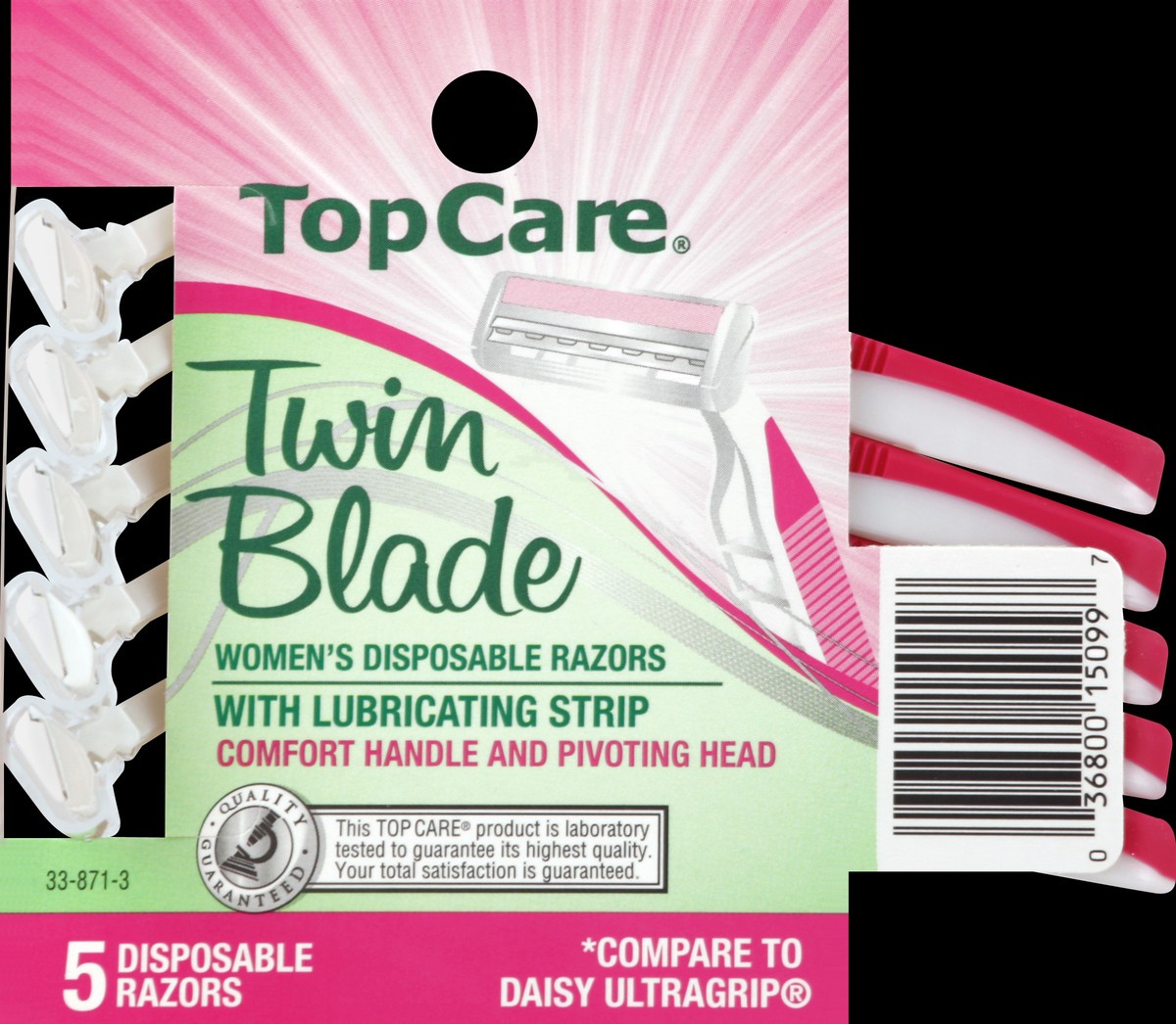 slide 6 of 6, TopCare Twin Blade Women's Disposable Razors With Lubricating Strip, 5 ct