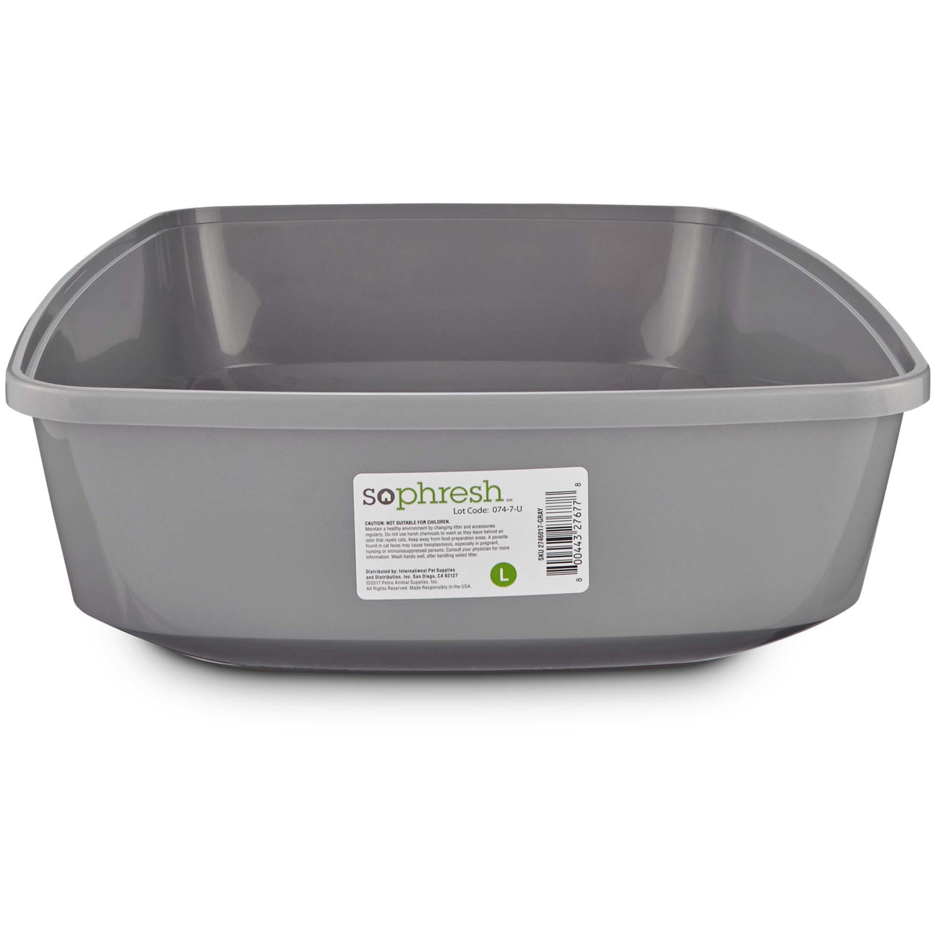 slide 1 of 4, So Phresh Gray Open Cat Litter Box, LG