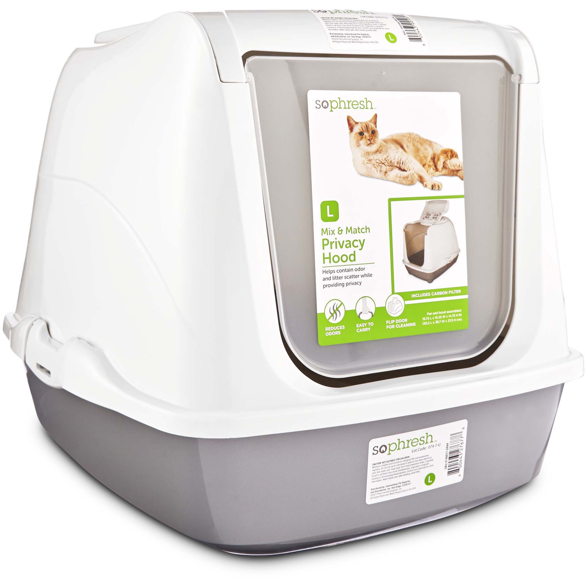 slide 4 of 4, So Phresh Gray Open Cat Litter Box, LG