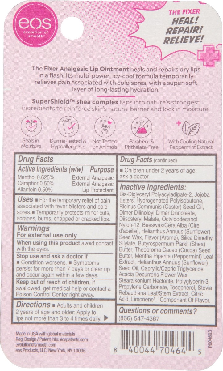 slide 2 of 9, eos Medicated Analgesic Lip Ointment 0.35 fl oz, 1 ct