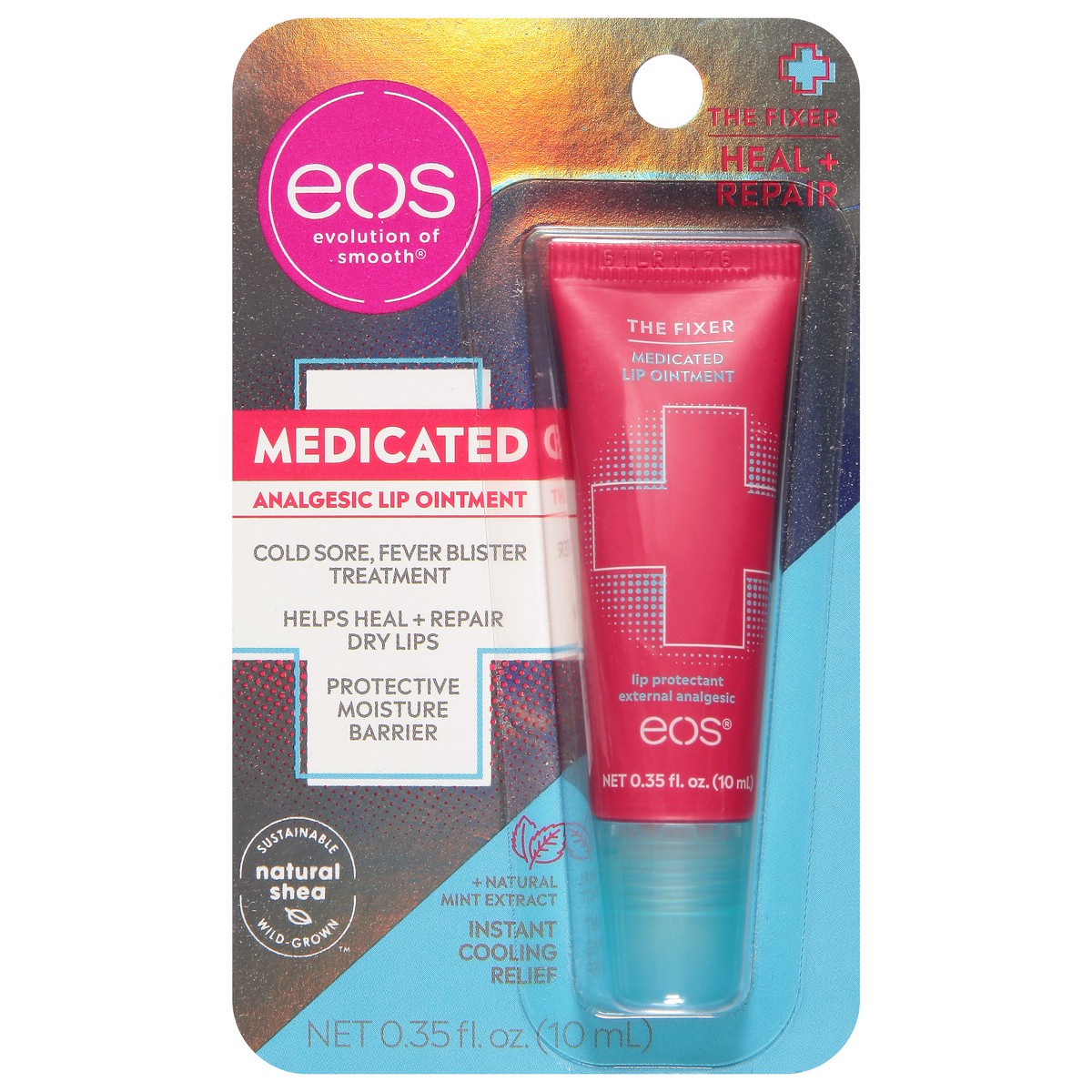 slide 1 of 9, eos Medicated Analgesic Lip Ointment 0.35 fl oz, 1 ct