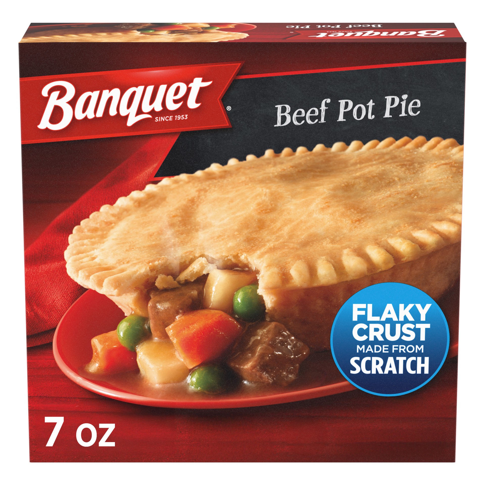 slide 1 of 5, Banquet Beef Pot Pie, Frozen Meal, 7 oz., 7 oz