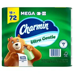 Charmin Toilet Paper Ultra Gentle, 18 Mega Rolls, 2-ply Bath Tissue