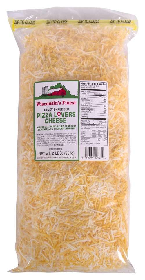 slide 1 of 1, Wisconsin's Finest Shredded Pizza Lovers Blend Cheese, 2 lb