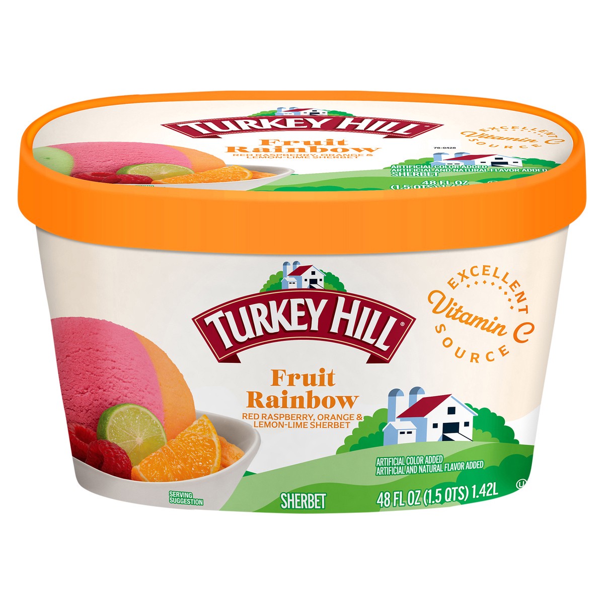 slide 1 of 8, Turkey Hill All Natural Rainbow Sherbet, 48 fl oz