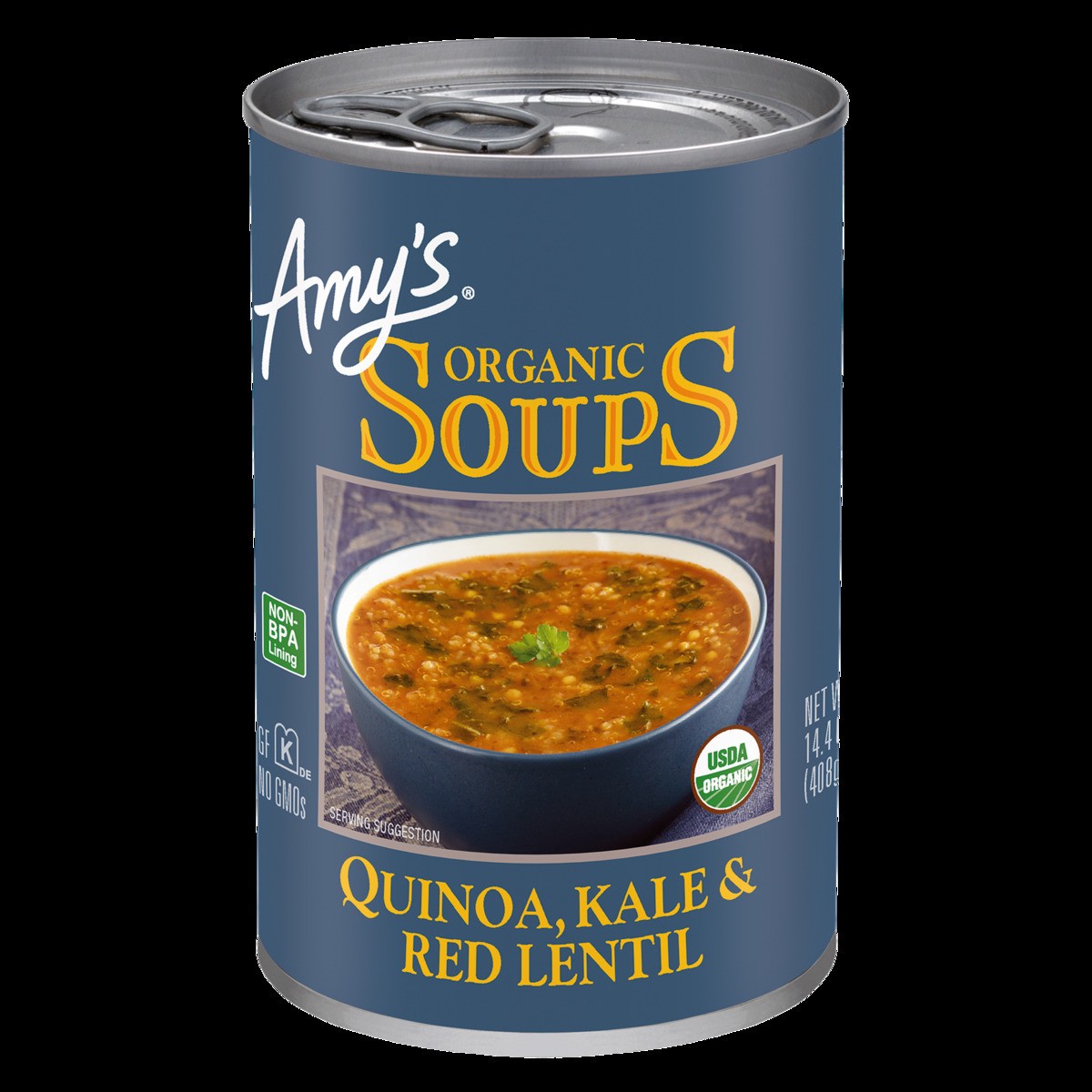 slide 1 of 8, Amy's Amy''s Organic Quinoa, Kale & Red Lentil Soup, 14.4 oz