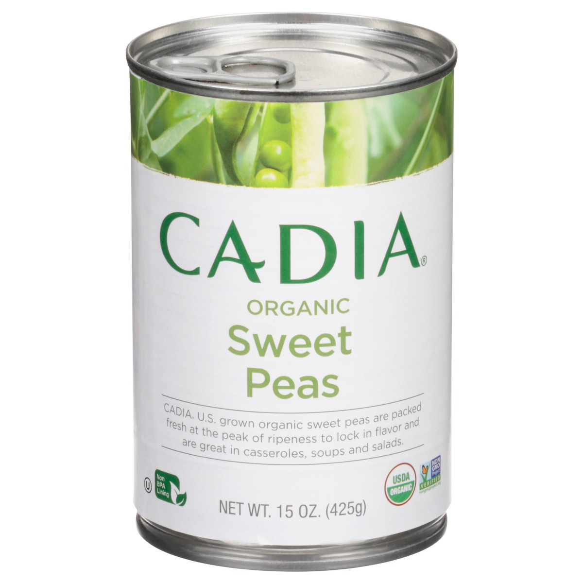 slide 1 of 13, Cadia Organic Sweet Peas 15 oz, 15 oz