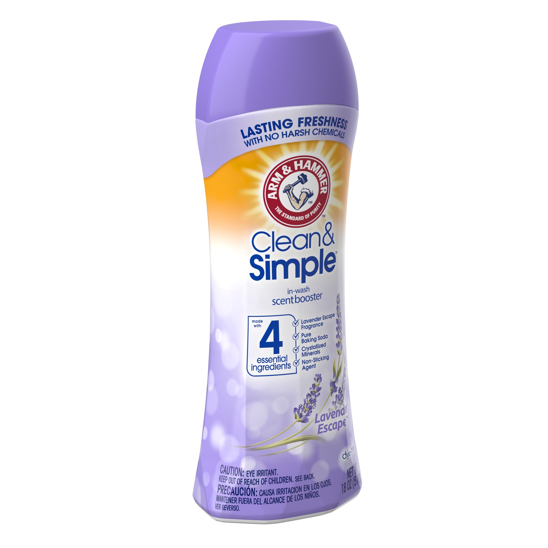 slide 2 of 5, Arm & Hammer Clean & Simple Light In-Wash Scent Booster Lavender Escape 18oz, 18 oz