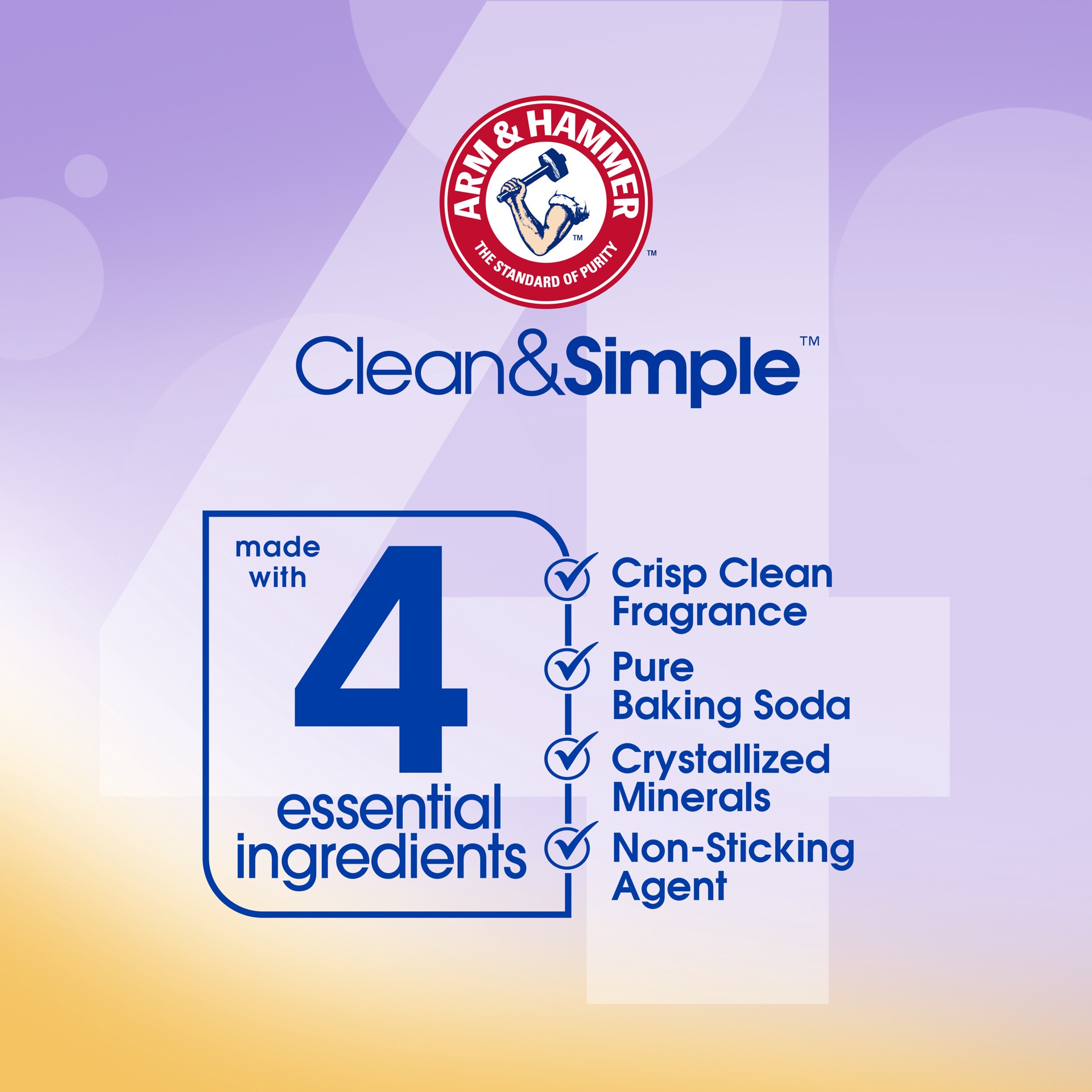 slide 3 of 5, ARM & HAMMER Clean & Simple In-Wash Scent Booster Lavender Escape 18oz, 18 oz