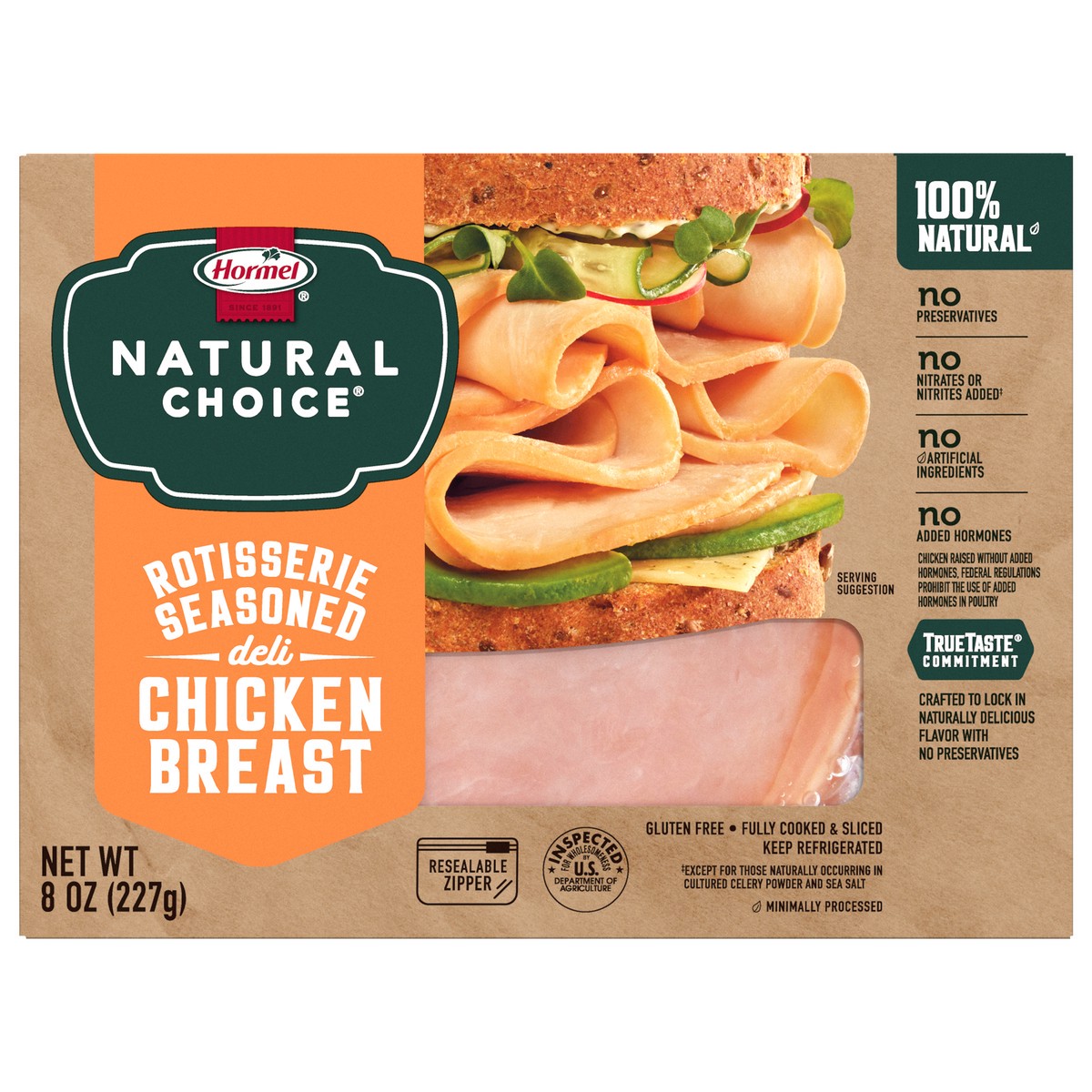 slide 1 of 8, HORMEL NATURAL CHOICE Rotisserie Seasoned Deli Chicken Breast, 8 oz