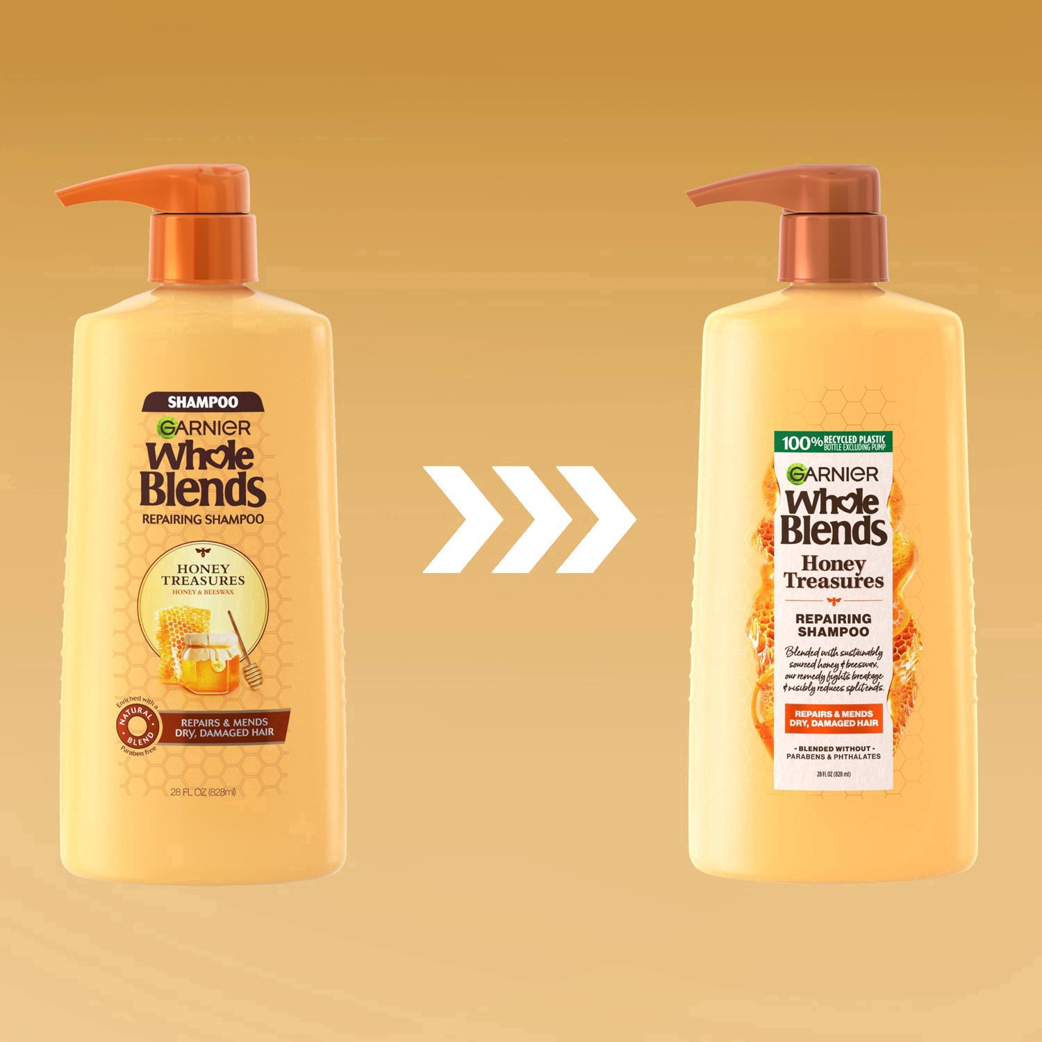 slide 14 of 31, Garnier Whole Blends Repairing Shampoo Honey Treasures, For Damaged Hair, 28 oz