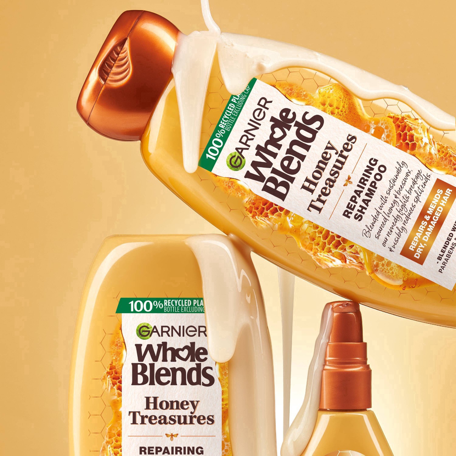 slide 16 of 31, Garnier Whole Blends Repairing Shampoo Honey Treasures, For Damaged Hair, 28 oz