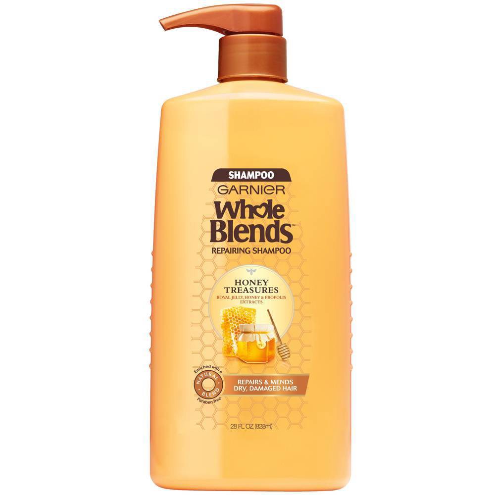 slide 1 of 31, Garnier Whole Blends Repairing Shampoo Honey Treasures, For Damaged Hair, 28 oz