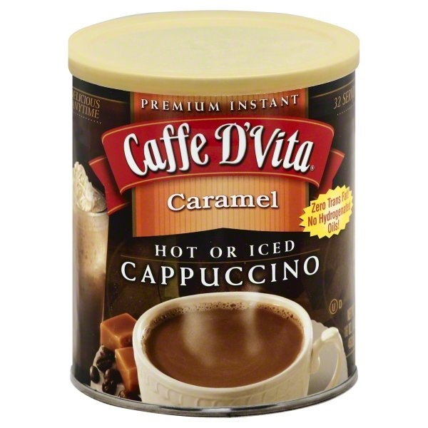 slide 1 of 1, Caffe D'Vita Cappuccino, Premium Instant, Caramel - 16 oz, 16 oz