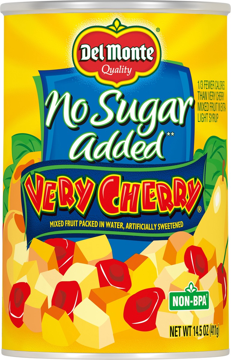 slide 1 of 6, Del Monte Very Cherry No Sugar Added Mixed Fruit 14.5 oz, 14.5 oz