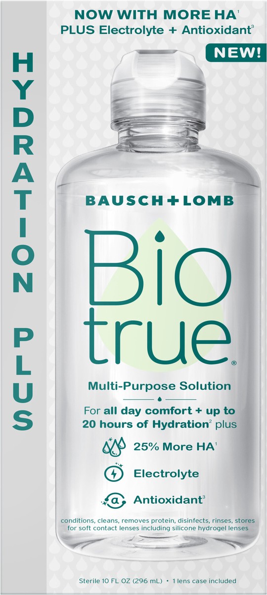 slide 4 of 7, Biotrue 10oz Biotrue Hydration Plus MPS + LC, 1 ct