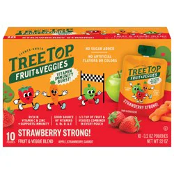Tree Top Strawberry Strong Fruit & Veggie Blend 10 - 3.2 oz Pouches