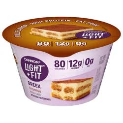 Dannon Light + Fit Tiramisu Greek Fat Free Yogurt, Creamy and Delicious Gluten Free Yogurt, 5.3 oz Cup