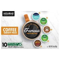 Nabisco Keurig Famous Favorites Coffee Variety Pack, Single Serve K-Cup Pods, 10 count