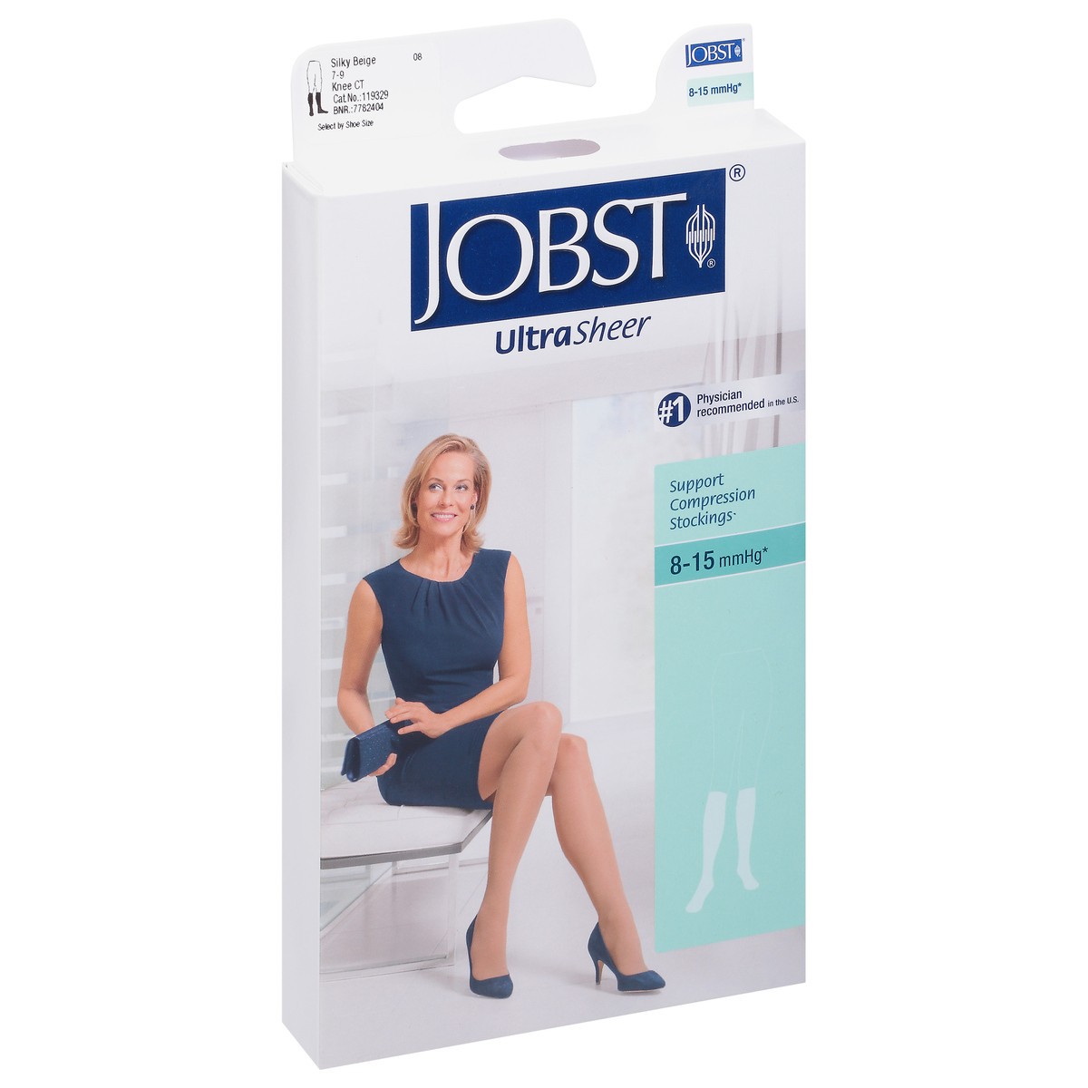 slide 2 of 9, Jobst UltraSheer Silky Beige 8-15 mmHg Support Compression Stockings 1 ea, 1 ct