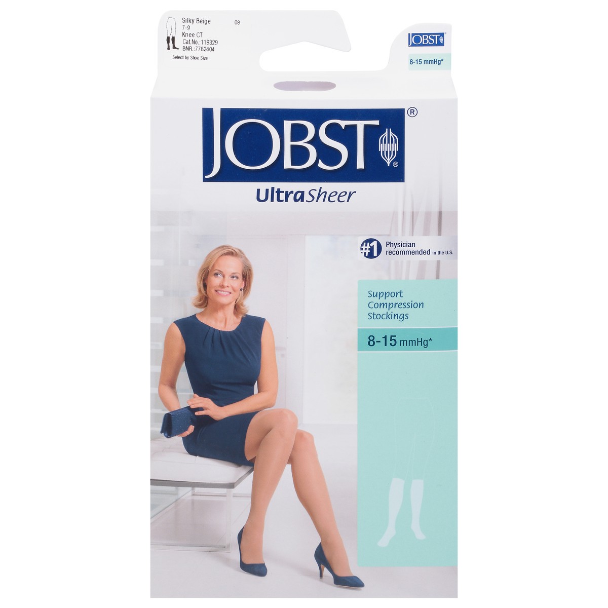 slide 1 of 9, Jobst UltraSheer Silky Beige 8-15 mmHg Support Compression Stockings 1 ea, 1 ct