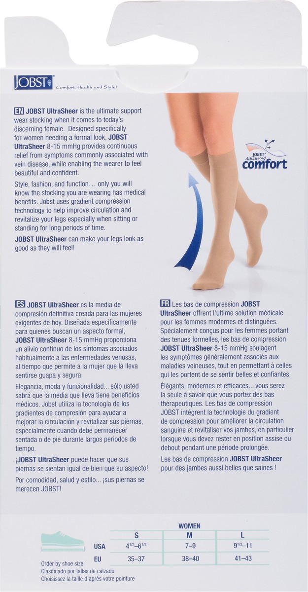 slide 5 of 9, Jobst UltraSheer Silky Beige 8-15 mmHg Support Compression Stockings 1 ea, 1 ct