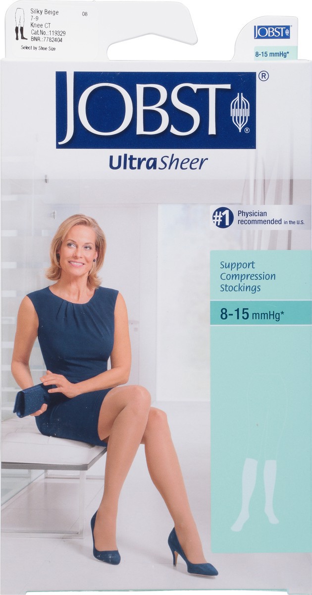 slide 3 of 9, Jobst UltraSheer Silky Beige 8-15 mmHg Support Compression Stockings 1 ea, 1 ct