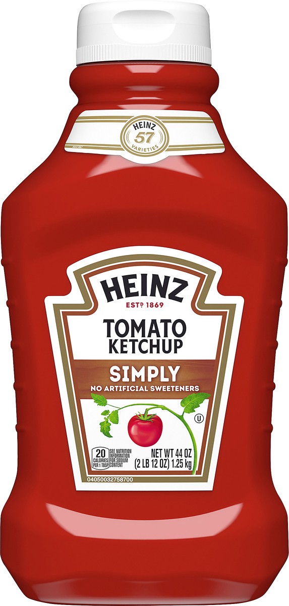 slide 6 of 9, Heinz Simply Tomato Ketchup with No Artificial Sweeteners, 44 oz Bottle, 44 oz