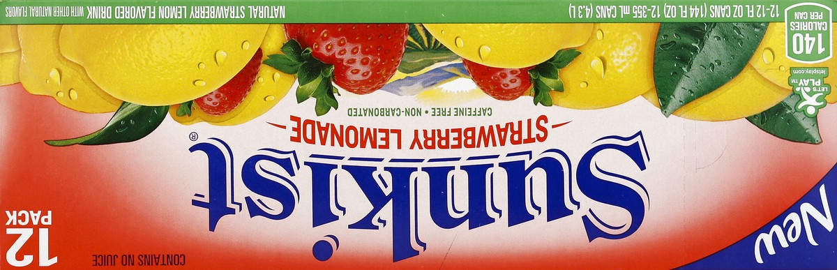 slide 5 of 6, Sunkist Strawberry Lemonade - 12 ct; 12 fl oz, 12 ct; 12 fl oz