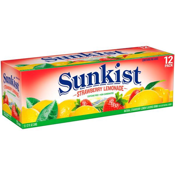 slide 1 of 6, Sunkist Strawberry Lemonade - 12 ct; 12 fl oz, 12 ct; 12 fl oz