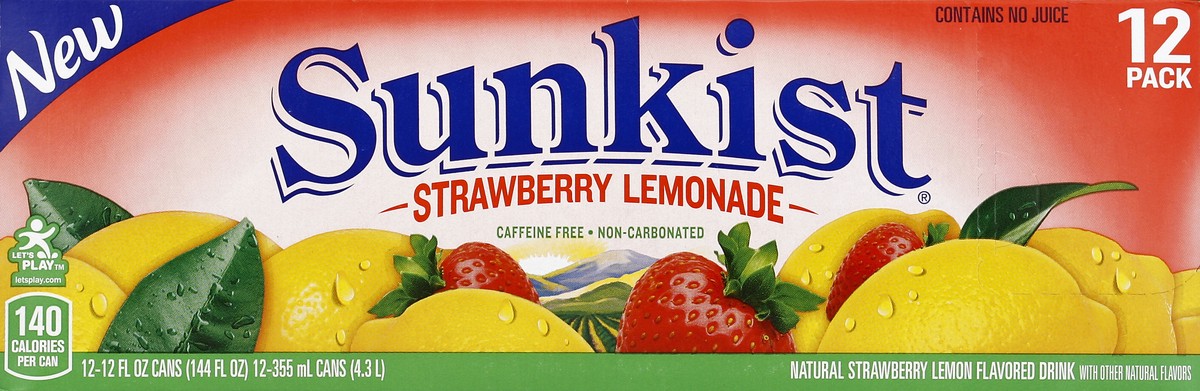 slide 6 of 6, Sunkist Strawberry Lemonade - 12 ct; 12 fl oz, 12 ct; 12 fl oz